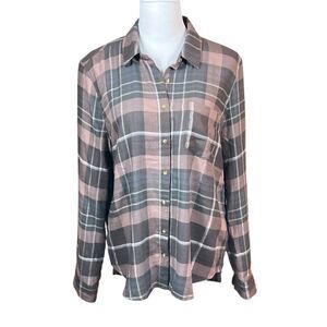 Aeropostale Super Soft Light Purple And Beige Plaid Long Sleeve Top, Size XL